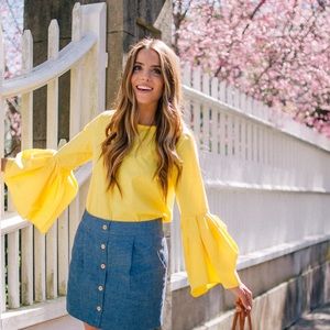 Zara Poplin Top with Pleated Sleeves